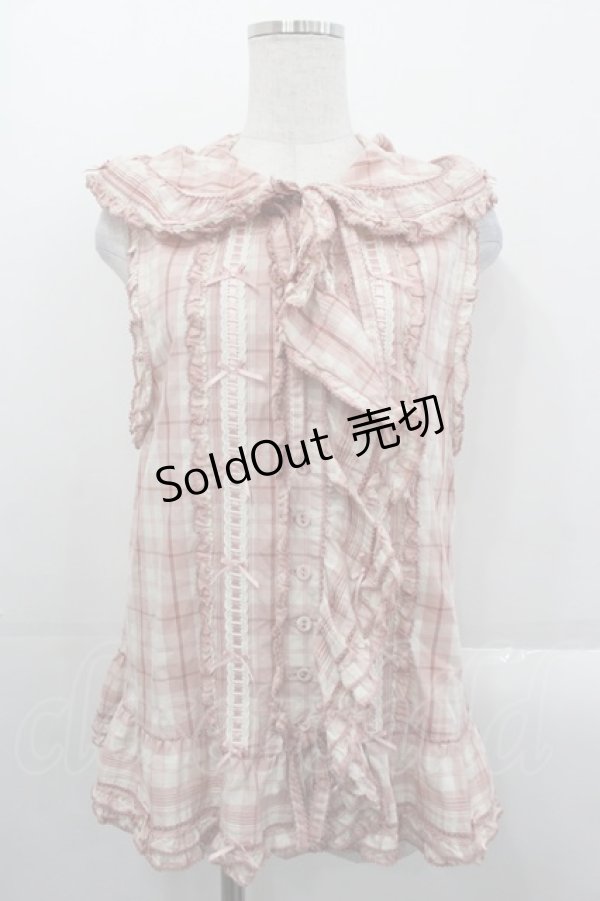 画像1: PINK HOUSE / ウサギの耳付きオリジナルチェックフードベスト  ピンクチェック I-25-10-29-015-LO-TO-SA-ZI (1)
