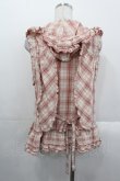 画像2: PINK HOUSE / ウサギの耳付きオリジナルチェックフードベスト  ピンクチェック I-25-10-29-015-LO-TO-SA-ZI (2)
