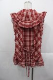 画像2: PINK HOUSE / ウサギの耳付きオリジナルチェックフードベスト  赤チェック I-25-10-29-016-LO-TO-SA-ZI (2)