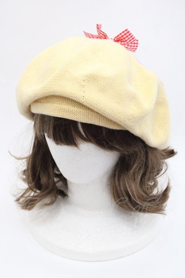 画像2: Nile Perch / くまさんニットベレー  イエローＸピンク I-25-10-29-108-LO-AC-SA-ZI (2)