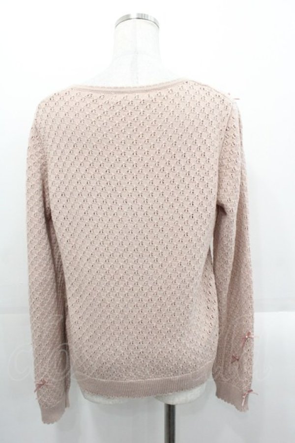 画像3: PINK HOUSE / リボンいっぱい透かし編みカーディガン  ピンク I-25-10-29-017-LO-TO-SA-ZI (3)