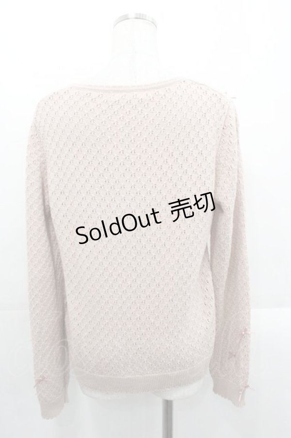 画像3: PINK HOUSE / リボンいっぱい透かし編みカーディガン  ピンク I-25-10-29-017-LO-TO-SA-ZI (3)