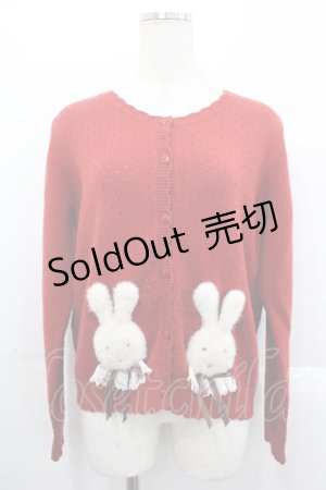 画像: PINK HOUSE / クッキーラビッツモチーフニットカーディガン  赤 I-25-10-29-019-LO-TO-SA-ZI