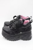 画像2: YOSUKE / 編み上げ厚底シューズ 22.5CM 黒 I-25-10-29-123-PU-SH-SA-ZI (2)