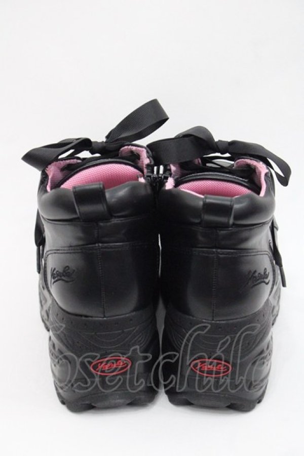 画像3: YOSUKE / 編み上げ厚底シューズ 22.5CM 黒 I-25-10-29-123-PU-SH-SA-ZI (3)