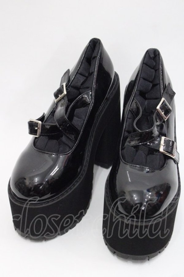 画像1: MA*RS / ダブルベルト厚底シューズ SS 黒 I-25-10-29-124-EL-SH-SA-ZI (1)