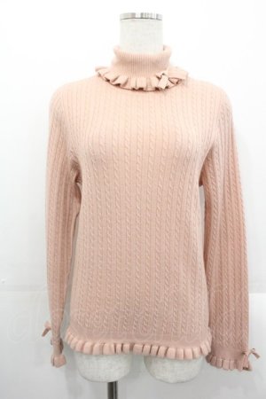 画像: PINK HOUSE / リボンモチーフ付きタートルニット  ピンク I-25-10-29-020-LO-TO-SA-ZI