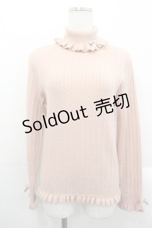 画像: PINK HOUSE / リボンモチーフ付きタートルニット  ピンク I-25-10-29-020-LO-TO-SA-ZI