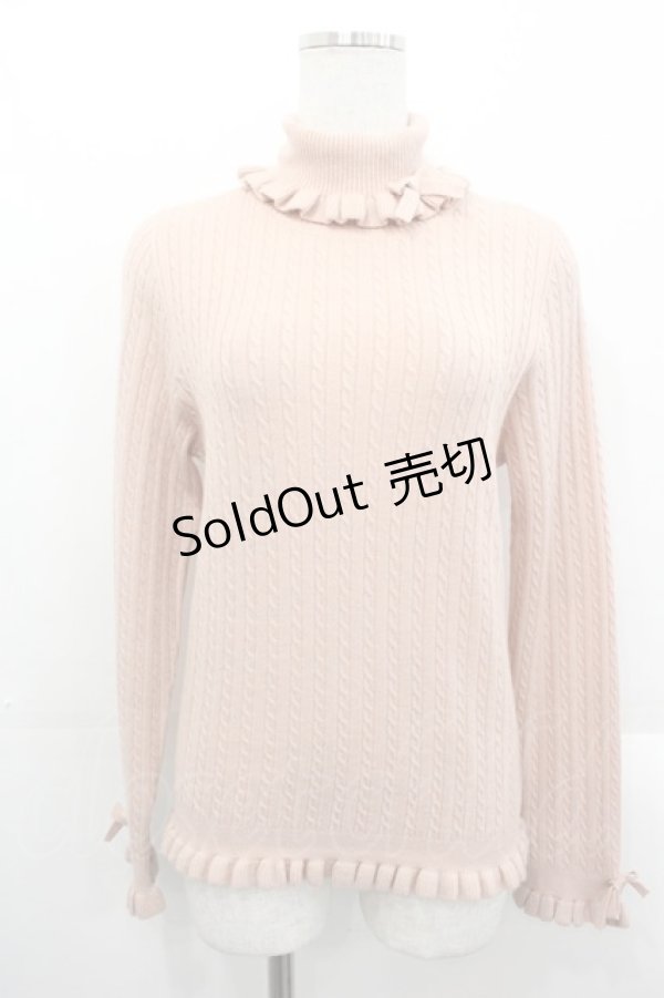画像1: PINK HOUSE / リボンモチーフ付きタートルニット  ピンク I-25-10-29-020-LO-TO-SA-ZI (1)