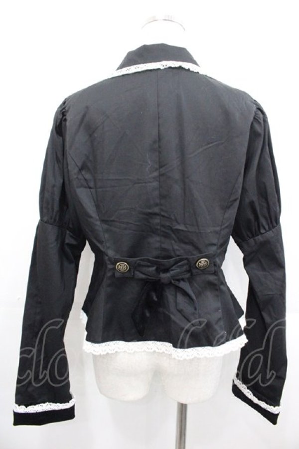 画像2: Eri Aino's collaboration / ツイル*ベロアジャケット LL 黒Ｘ白 I-25-10-29-021-LO-JA-SA-ZI (2)