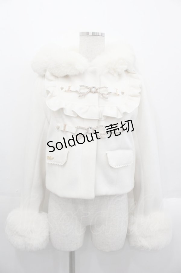 画像1: LIZ LISA / ビジューリボンショートフードコート  白 I-25-10-29-022-LO-CO-SA-ZI (1)