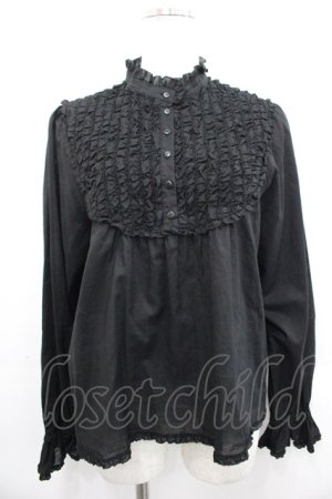 画像: PINK HOUSE / フリル使いローンブラウス  黒 I-25-10-29-003-LO-BL-SA-ZI