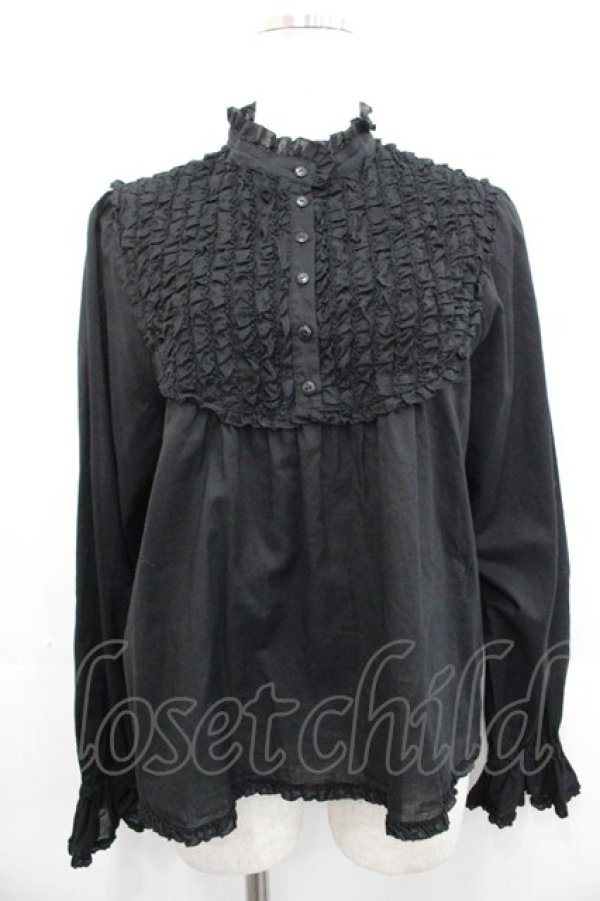 画像1: PINK HOUSE / フリル使いローンブラウス  黒 I-25-10-29-003-LO-BL-SA-ZI (1)