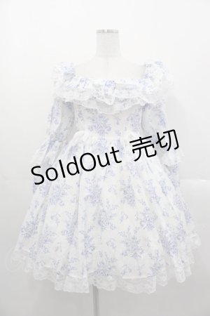 画像: Selkie / フラワープリント長袖ワンピース  白ｘ青 I-25-10-29-028-LO-OP-SA-ZI