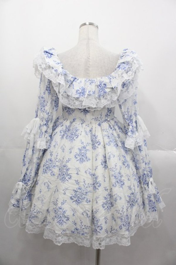 画像2: Selkie / フラワープリント長袖ワンピース  白ｘ青 I-25-10-29-028-LO-OP-SA-ZI (2)