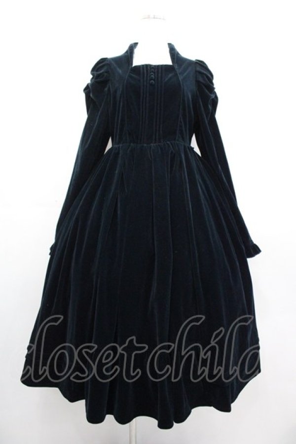 画像1: axes femme kawaii / クラシカルベロアワンピース  ブルーグリーン I-25-10-29-031-AX-OP-SA-ZI (1)