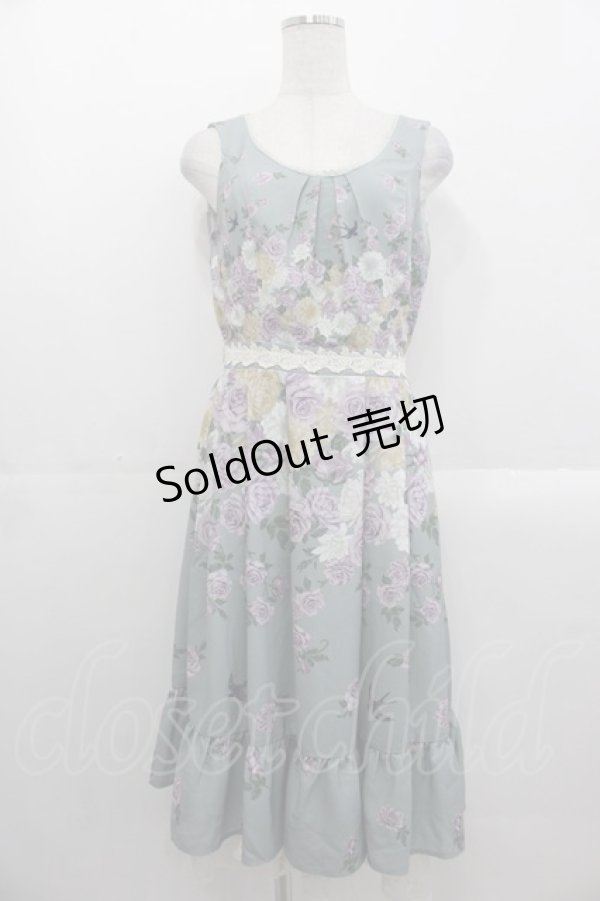 画像1: axes femme / 蔓薔薇柄ノースリワンピース  ミント I-25-10-29-033-AX-OP-SA-ZI (1)