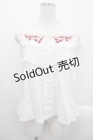 画像: PINK HOUSE / チェリー刺繍使いローンブラウス  白Ｘ赤Ｘピンク I-25-10-29-004-LO-BL-SA-ZI