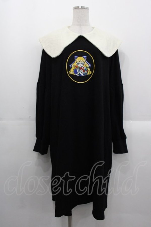 画像1: HEIHEI / スウェット刺繍ワンピース  黒Ｘアイボリー I-25-10-29-038-PU-OP-SA-ZI (1)