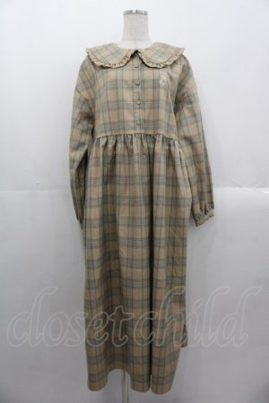 画像: merry jenny / bear刺繍チェックワンピース  ブラウン I-25-10-29-039-LO-OP-SA-ZI