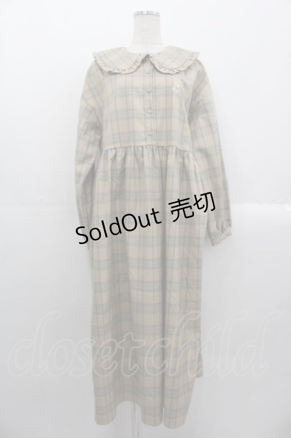 画像1: merry jenny / bear刺繍チェックワンピース  ブラウン I-25-10-29-039-LO-OP-SA-ZI (1)