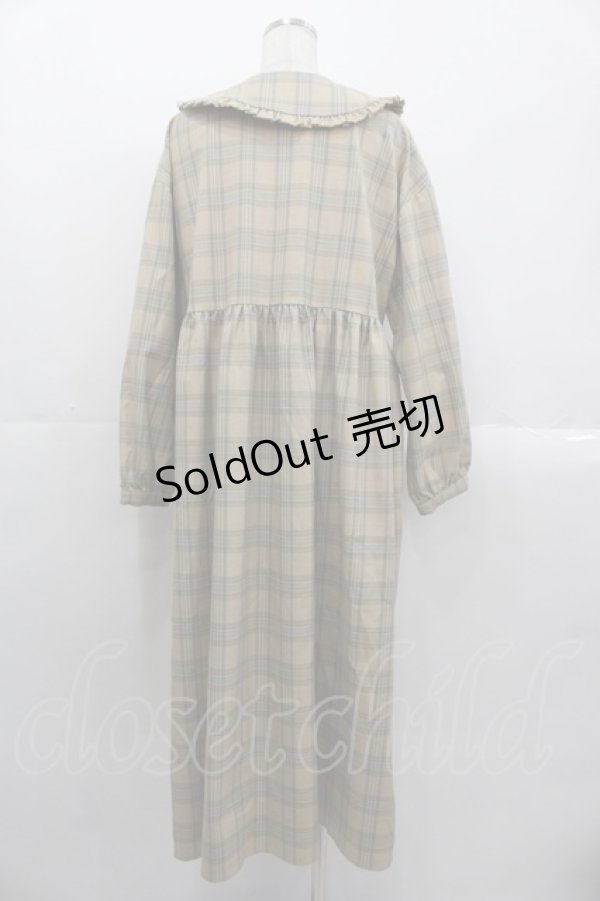 画像2: merry jenny / bear刺繍チェックワンピース  ブラウン I-25-10-29-039-LO-OP-SA-ZI (2)