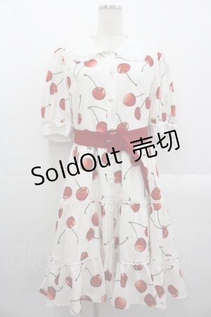 画像: Lolime / CHERRY POP!ワンピース LL アイボリーＸ赤 I-25-10-29-042-LO-OP-SA-ZI