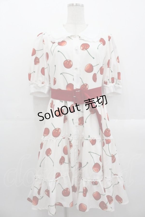 画像1: Lolime / CHERRY POP!ワンピース LL アイボリーＸ赤 I-25-10-29-042-LO-OP-SA-ZI (1)