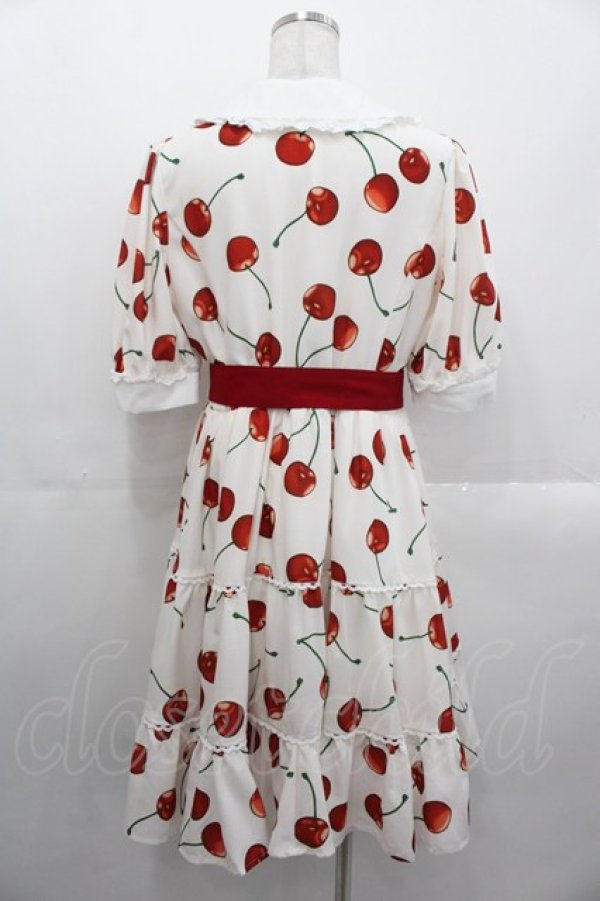 画像2: Lolime / CHERRY POP!ワンピース LL アイボリーＸ赤 I-25-10-29-042-LO-OP-SA-ZI (2)