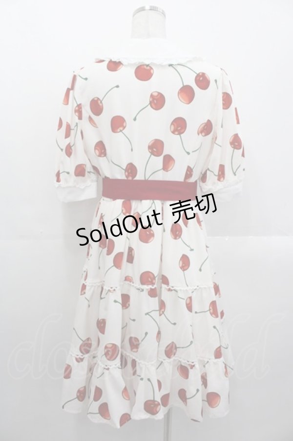 画像2: Lolime / CHERRY POP!ワンピース LL アイボリーＸ赤 I-25-10-29-042-LO-OP-SA-ZI (2)