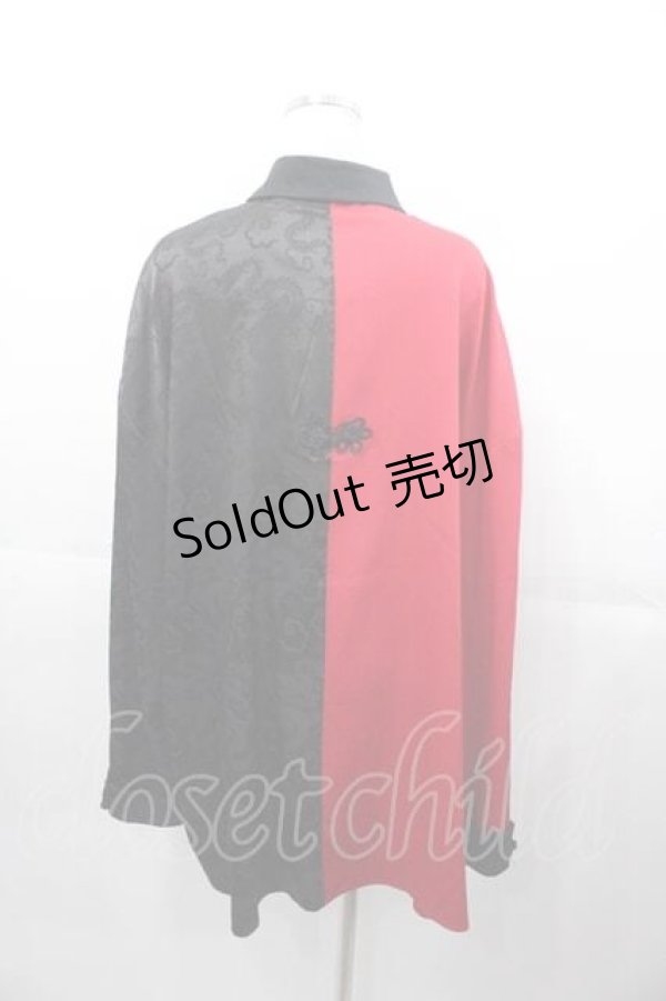 画像2: Favorite / チャイナ2カラー切替シャツワンピース  赤Ｘ黒 I-25-11-04-049-LO-OP-SA-ZI (2)