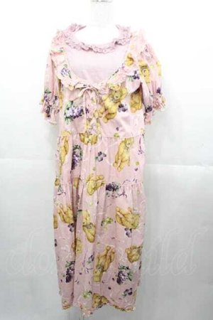 画像: PINK HOUSE / クマ葡萄プリントミディワンピース  ピンク I-25-11-04-052-LO-OP-SA-ZI