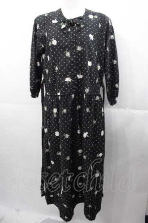 画像: PINK HOUSE / フラワー&新芽ワンピース  ブラック I-25-11-04-053-LO-OP-SA-ZI