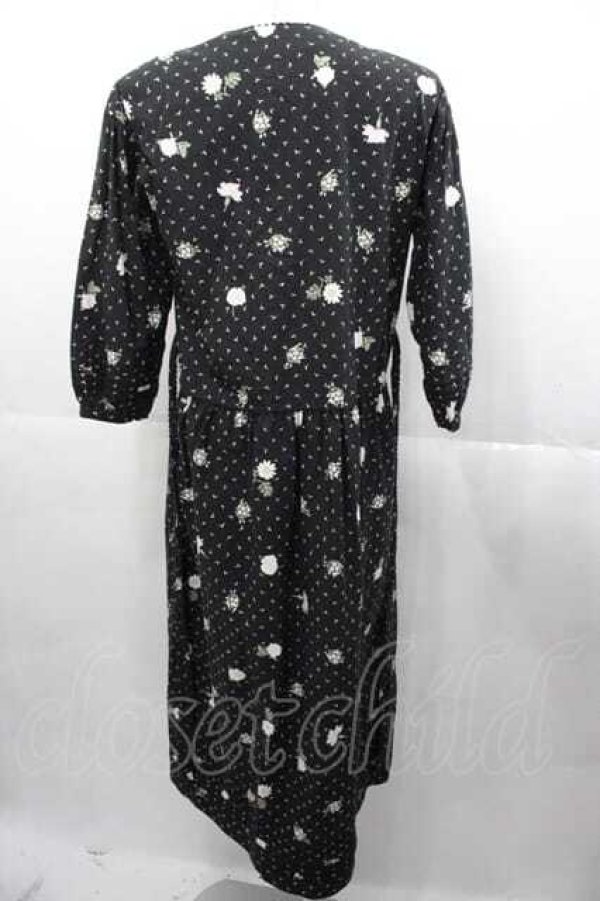 画像2: PINK HOUSE / フラワー&新芽ワンピース  ブラック I-25-11-04-053-LO-OP-SA-ZI (2)