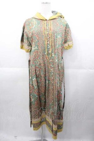 画像: PINK HOUSE / イチゴ&ギンガム切替フード付き半袖ワンピース  グリーン I-25-11-04-055-LO-OP-SA-ZI