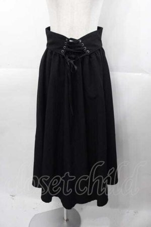 画像: MIHO MATSUDA / 編み下げロングスカート  黒 I-25-11-04-061-GO-SK-SA-ZI