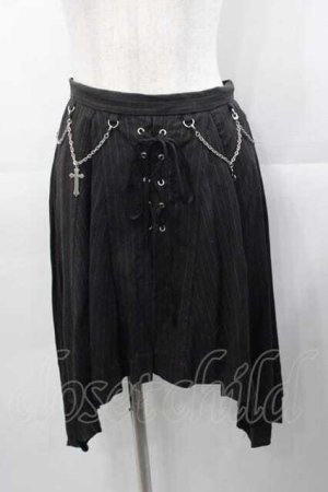 画像: BPN / チェーンクロスストライプ変形スカート M 黒Ｘシルバー I-25-11-04-062-GO-SK-SA-ZI