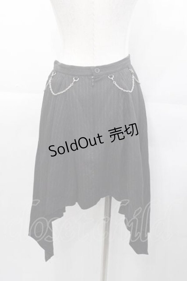 画像2: BPN / チェーンクロスストライプ変形スカート M 黒Ｘシルバー I-25-11-04-062-GO-SK-SA-ZI (2)