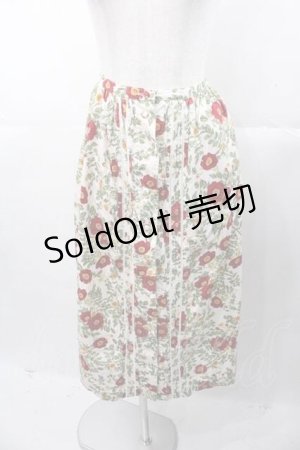 画像: PINK HOUSE / ポピー柄前開きスカート  ホワイト I-25-11-04-068-LO-SK-SA-ZI