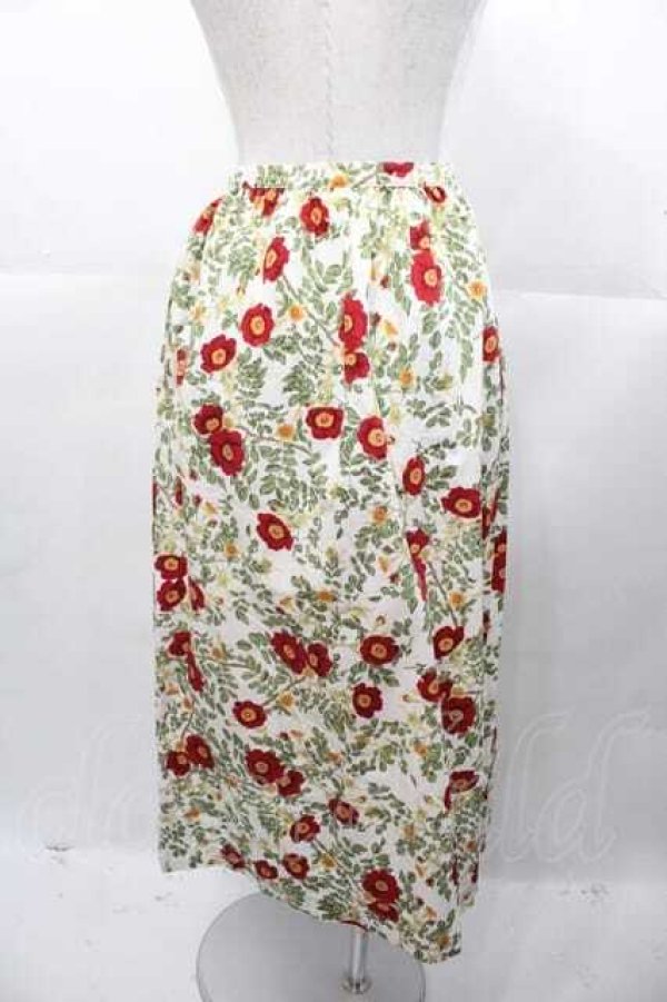 画像2: PINK HOUSE / ポピー柄前開きスカート  ホワイト I-25-11-04-068-LO-SK-SA-ZI (2)