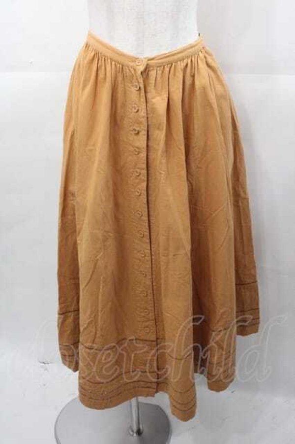 画像1: PINK HOUSE / 裾ハシゴレース前開きスカート  ブラウン I-25-11-04-069-LO-SK-SA-ZI (1)