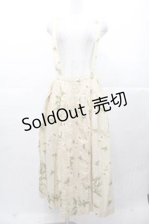 画像: PINK HOUSE / 鈴蘭&マーガレット柄サス付き前開きスカート  ベージュ I-25-11-04-070-LO-SK-SA-ZI