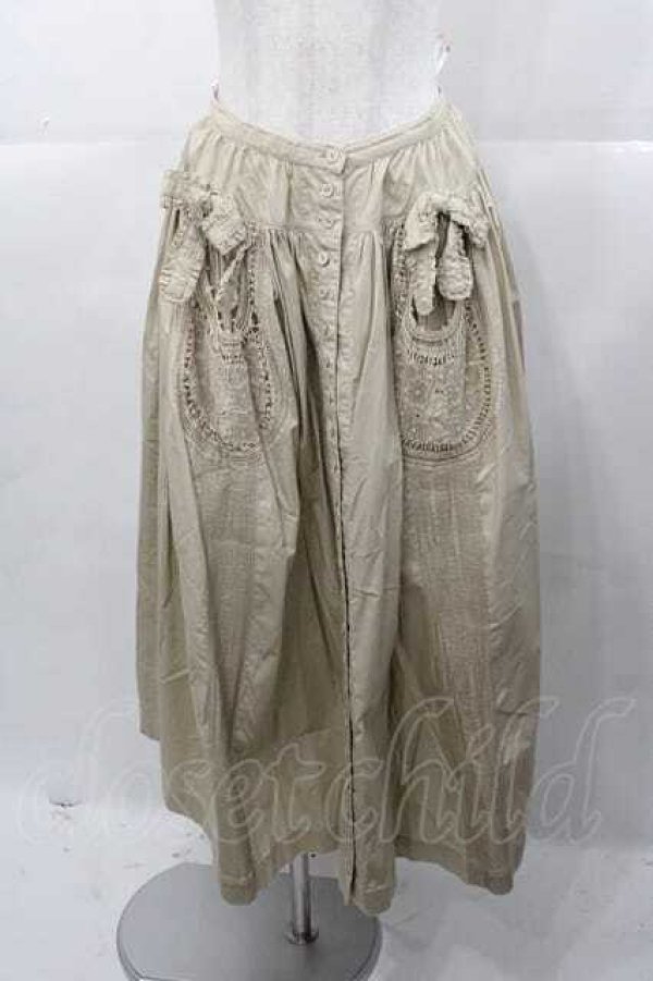 画像1: PINK HOUSE / レースポケット前開きスカート  ベージュ I-25-11-04-071-LO-SK-SA-ZI (1)