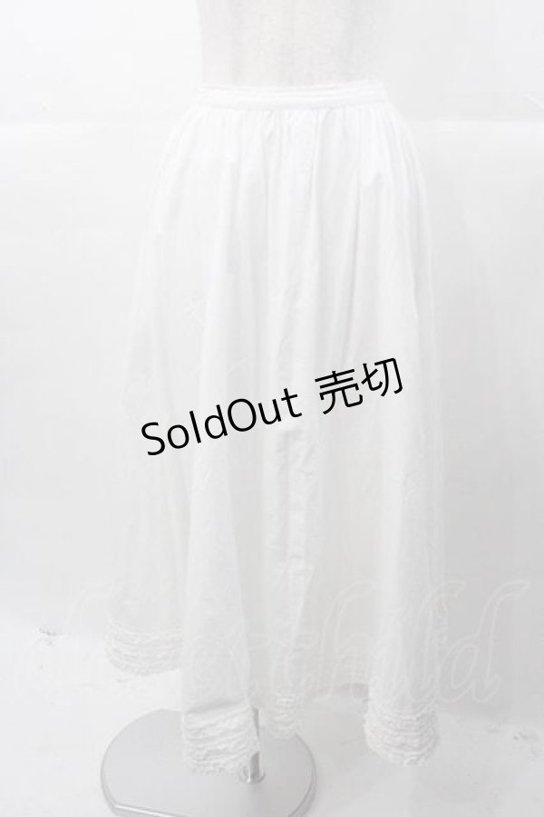 画像1: PINK HOUSE / 裾フリル&ハシゴレーススカート  ホワイト I-25-11-04-074-LO-SK-SA-ZI (1)