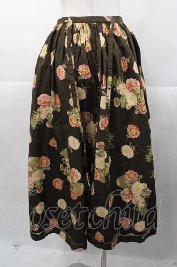 画像2: PINK HOUSE / ガーベラプリントウエストリボンスカート  ブラウン I-25-11-04-076-LO-SK-SA-ZI (2)