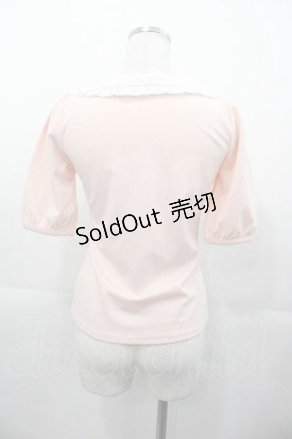 画像2: mon lily / フリル襟半袖トップス  ピンクＸ白 I-25-11-04-008-LO-TO-SA-ZI (2)