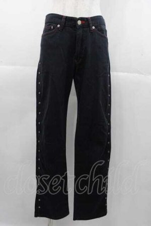 画像: HERE THERE / サイドスタッズパンツ  黒Ｘ赤Ｘシルバー I-25-11-04-080-PU-PA-SA-ZI