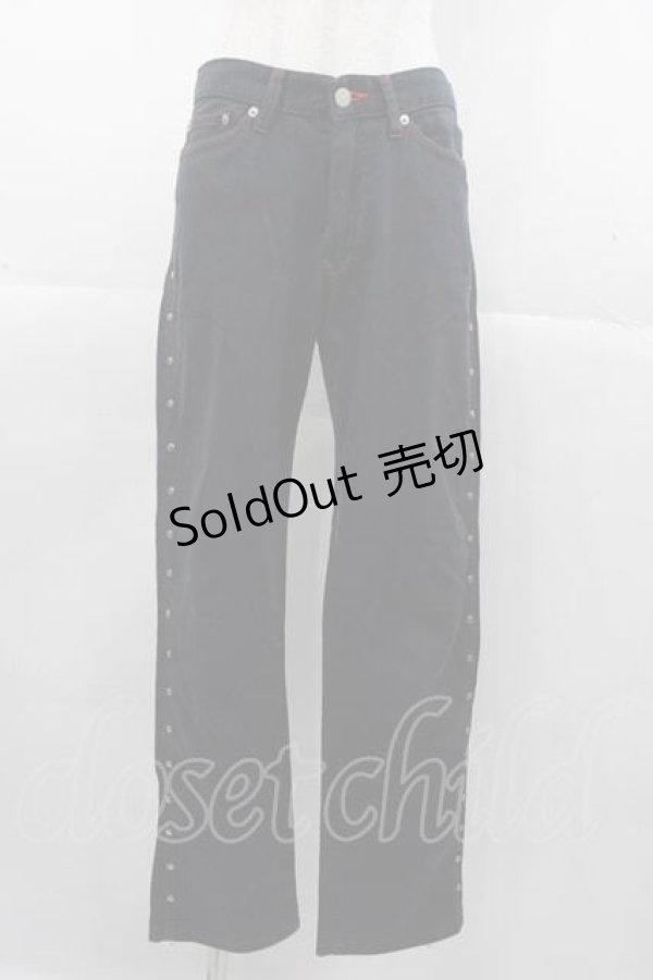 画像1: HERE THERE / サイドスタッズパンツ  黒Ｘ赤Ｘシルバー I-25-11-04-080-PU-PA-SA-ZI (1)