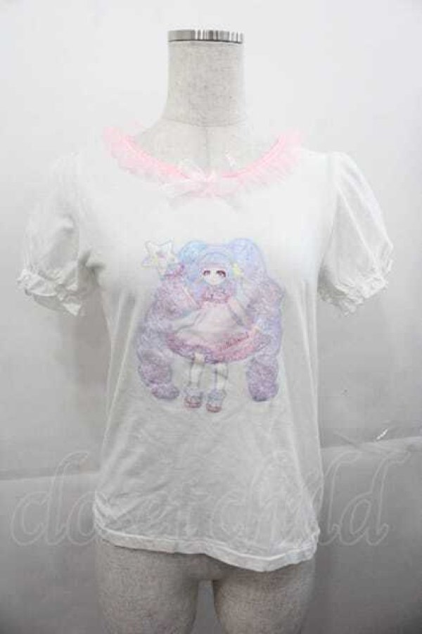 画像1: Nile Perch / 魔法少女半袖カットソー  白ＸピンクＸラベンダー I-25-11-04-009-LO-TO-SA-ZI (1)