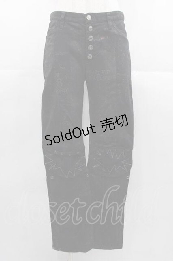 画像1: h.ANARCHY / 総柄&編み刺繍パンツ  黒Ｘ赤Ｘグレー I-25-11-04-082-HN-PA-SA-ZI (1)